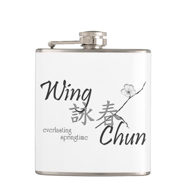 Wing Chun Flask (Black on White) (Front)