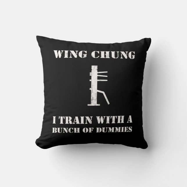 Wing Chun wooden dummy trainer funny saying Design Cushion (Front)