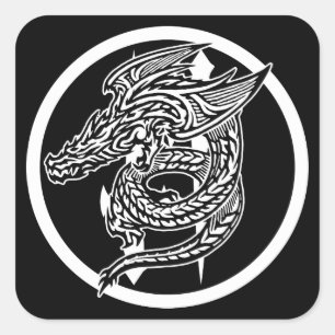 Wing Dragon Square Stickers