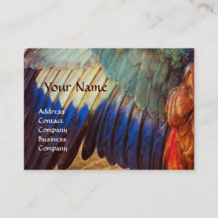 WING FEATHERS OF A ROLLER ON ANTIQUE PARCHMENT BUSINESS CARD