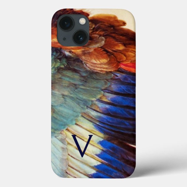 WING FEATHERS OF AN EUROPEAN ROLLER MONOGRAM Case-Mate iPhone CASE (Back)