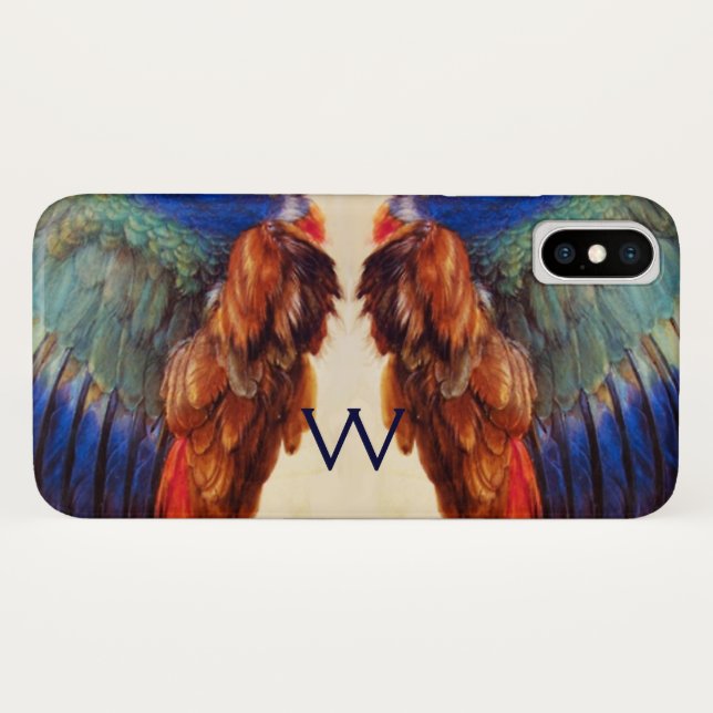 WING FEATHERS OF AN EUROPEAN ROLLER MONOGRAM Case-Mate iPhone CASE (Back (Horizontal))
