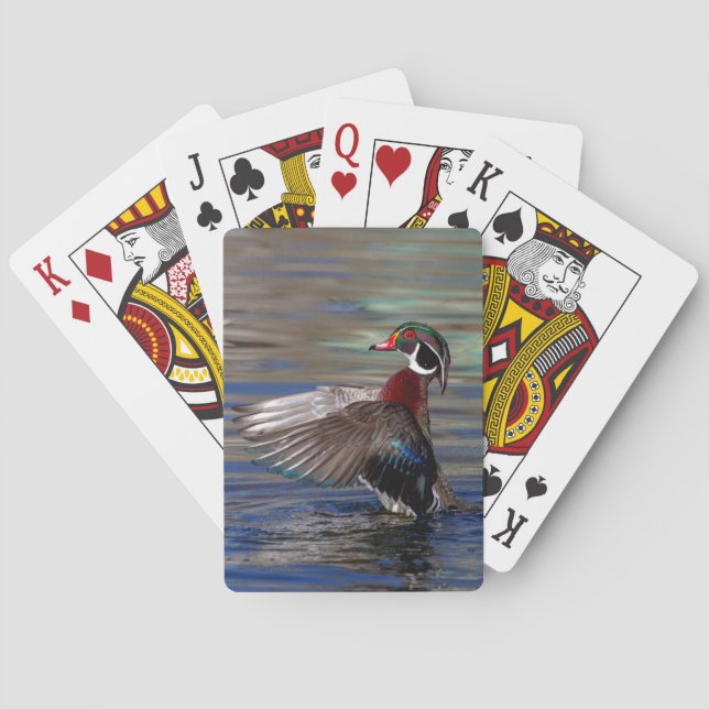 Wing Flapping Wood Duck Playing Cards (Back)