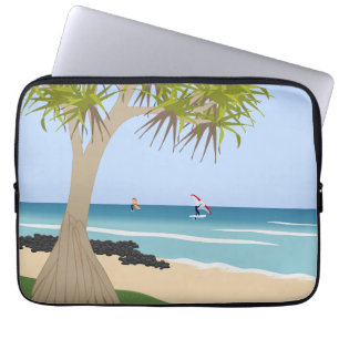 Wing Foiling Surfers Pandanus Tree at the Beach Laptop Sleeve