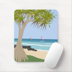 Wing Foiling Surfers Pandanus Tree at the Beach Mouse Pad