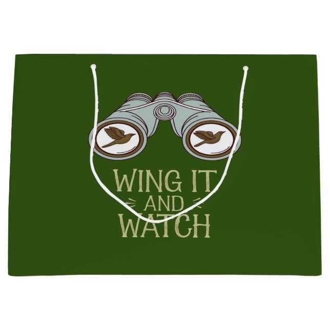 Wing It and Watch Birdwatching Nature Adventure Large Gift Bag (Front)
