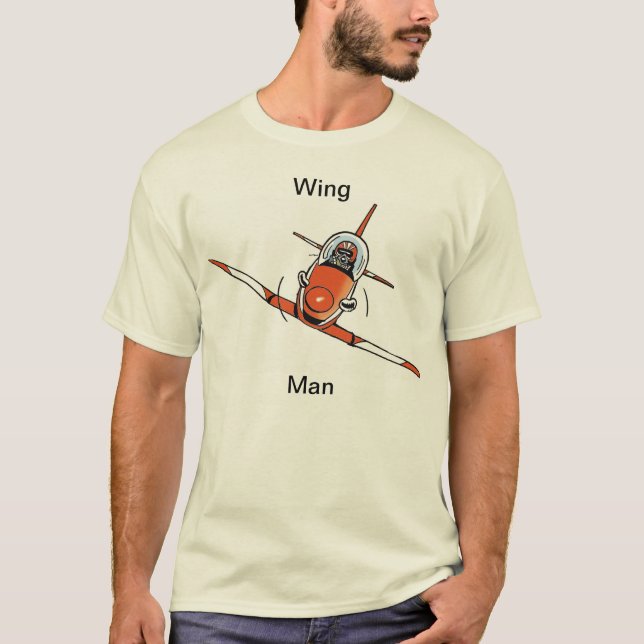 Wing Man Funny Aviation Cartoon Shirt (Front)