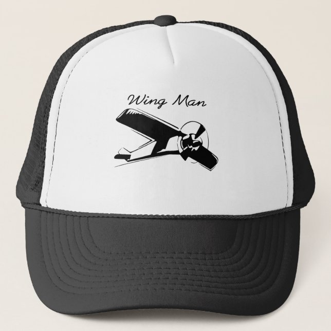 wing man is the best man trucker hat (Front)