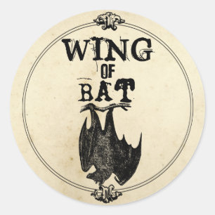 Wing of Bat Antique Halloween Spell Classic Round Sticker