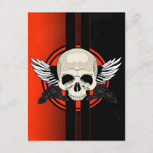 Wing Skull - ORANGE Postcard