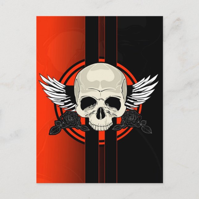Wing Skull - ORANGE Postcard (Front)
