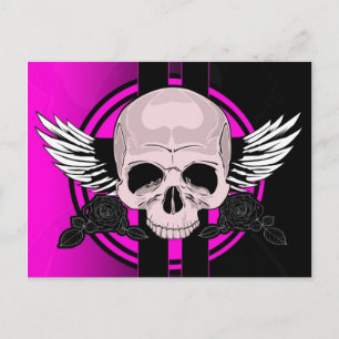 Wing Skull - PINK Postcard