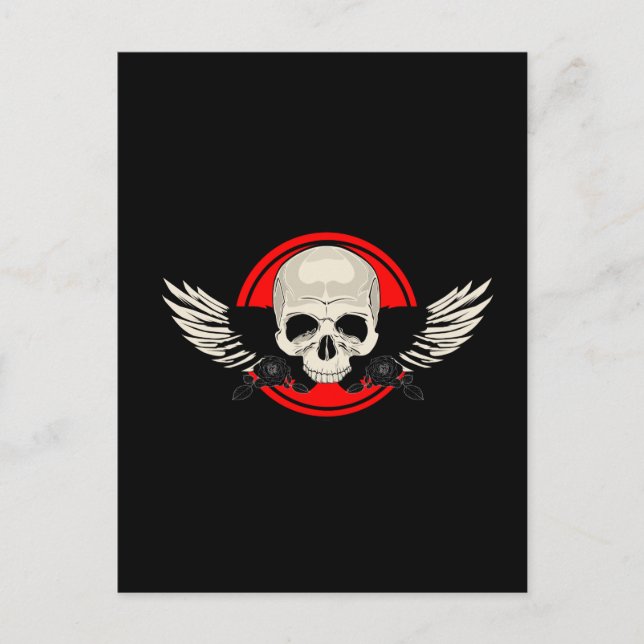 Wing Skull - RED  Postcard (Front)