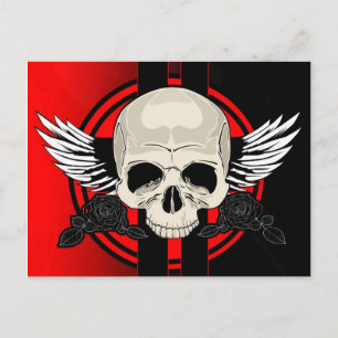 Wing Skull - RED Postcard