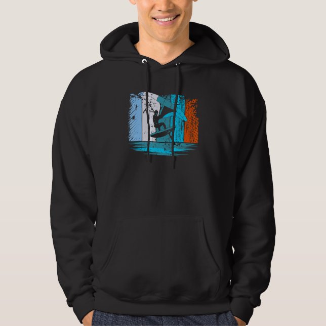 Wing Surf Wing Foil Wingsurfer Retro Hoodie (Front)