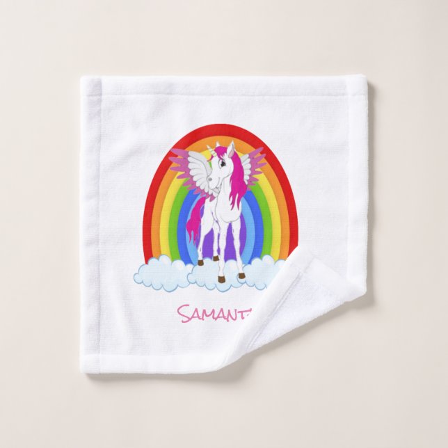 Wing Unicorn Party Rainbow   Bath Towel Set (Wash Cloth)
