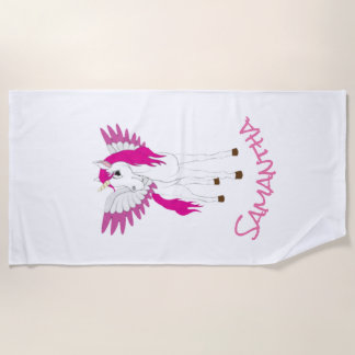 Wing Unicorn Party Rainbow   Beach Towel