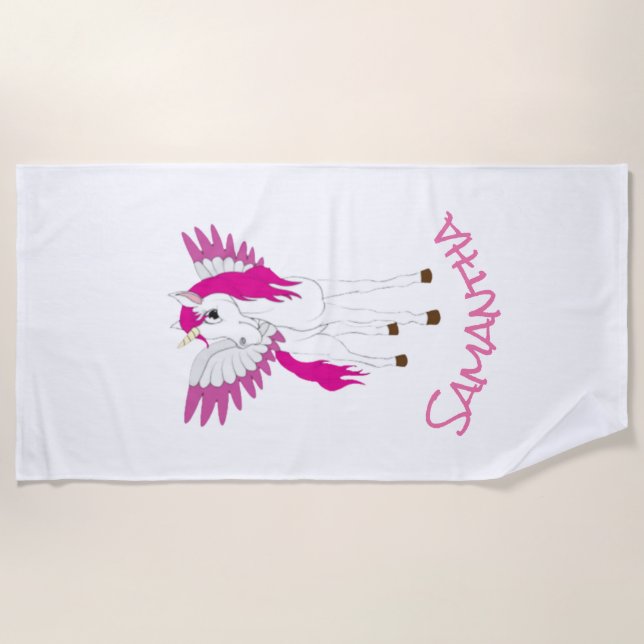 Wing Unicorn Party Rainbow   Beach Towel (Front)