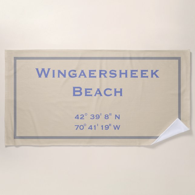 Wingaersheek Beach Longitude/Latitude Beach Towel (Front)