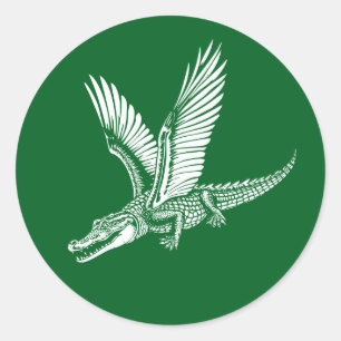 winged alligator flying high classic round sticker