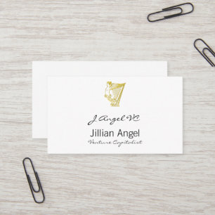 Winged Angel Harp Torso Ornament Business Card