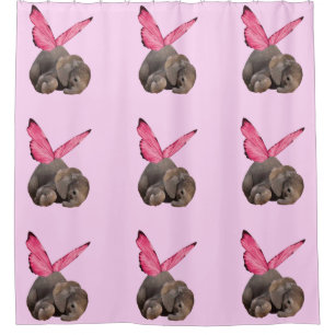 Winged Baby Elephant Shower Curtain