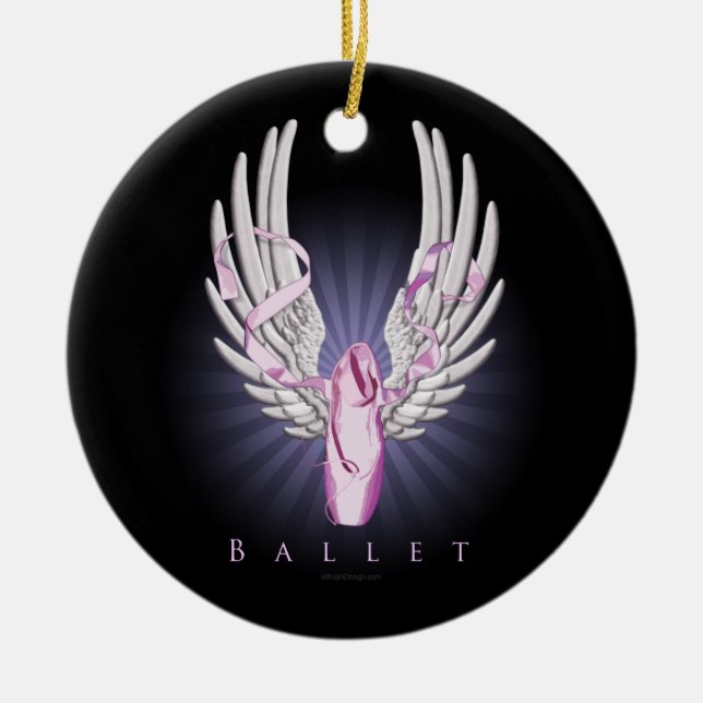 Winged Ballet (Dance) Ceramic Tree Decoration (Front)