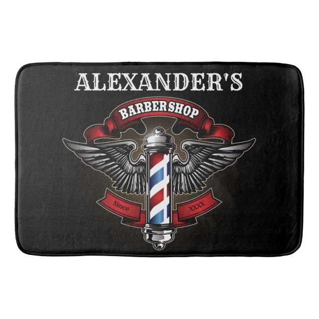 Winged Barber Pole Personalise Bath Mat (Front)