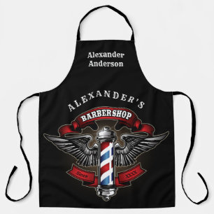 Winged Barber Pole Square Personalize  Apron