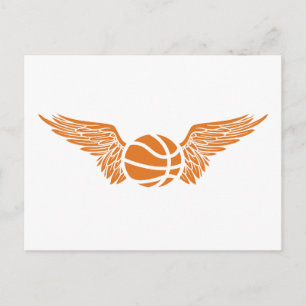 winged basketball postcard