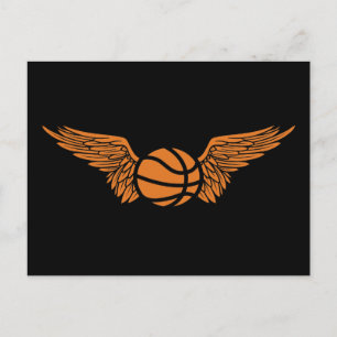 winged basketball postcard