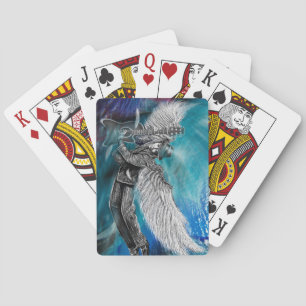 Winged Blue Strings Playing Cards