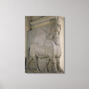 Winged bull at a facade of King Sargon II's Canvas Print