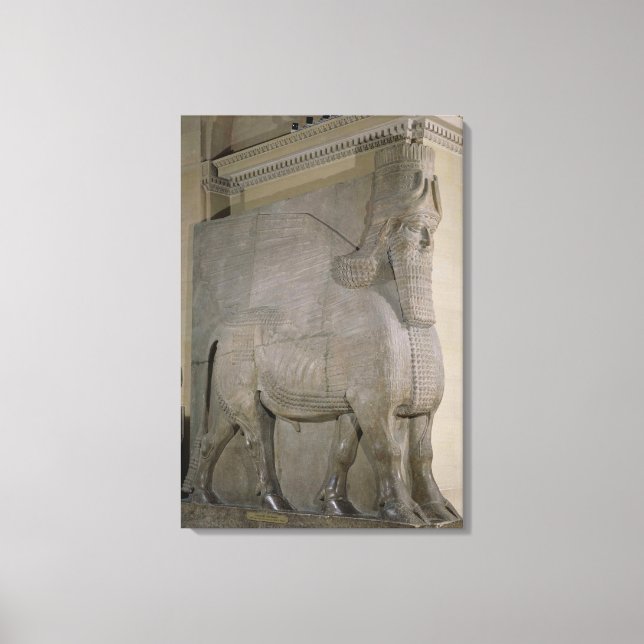 Winged bull at a facade of King Sargon II's Canvas Print (Front)