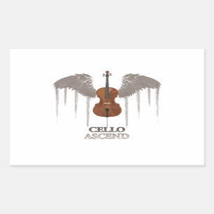 Winged Cello Ascend Design Rectangular Sticker