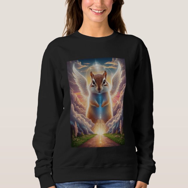 Winged Chipmunk Fantasy Art With Celestial Backdro Sweatshirt (Front)