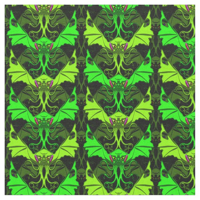 Winged Cthulhu Fabric (Close Up)