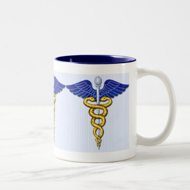 Winged Doctor Caduceus Two-Tone Coffee Mug (Right)