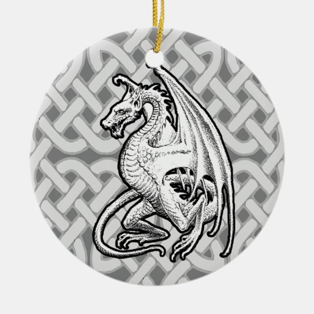 Winged Dragon Ceramic Tree Decoration (Front)