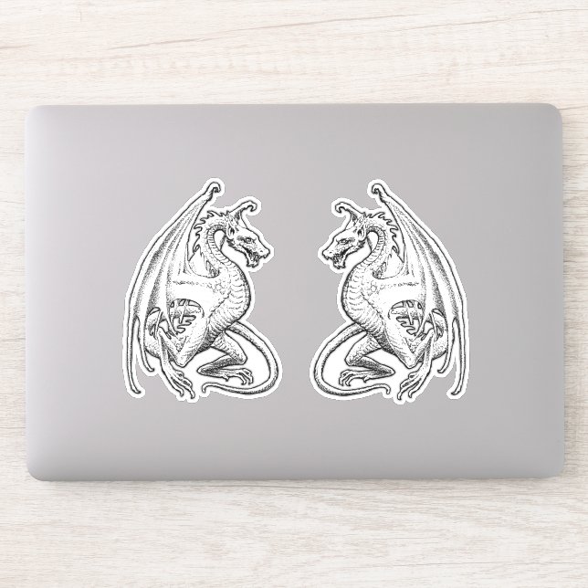 Winged Dragons Vinyl Stickers (Computer)
