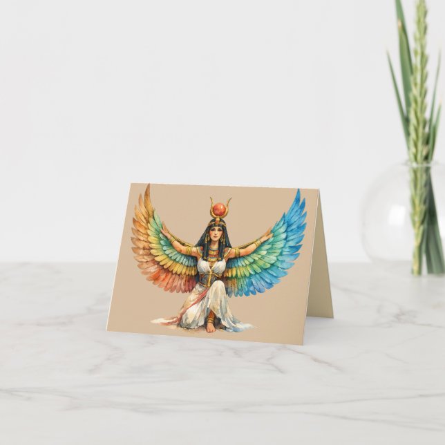 Winged Egyptian Goddess Greeting Card Spiritualart (Front)