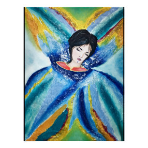 Winged Elegance - Abstract Painting of Woman Poster
