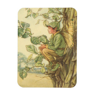 Winged Elm Fairy Sitting in a Tree Magnet