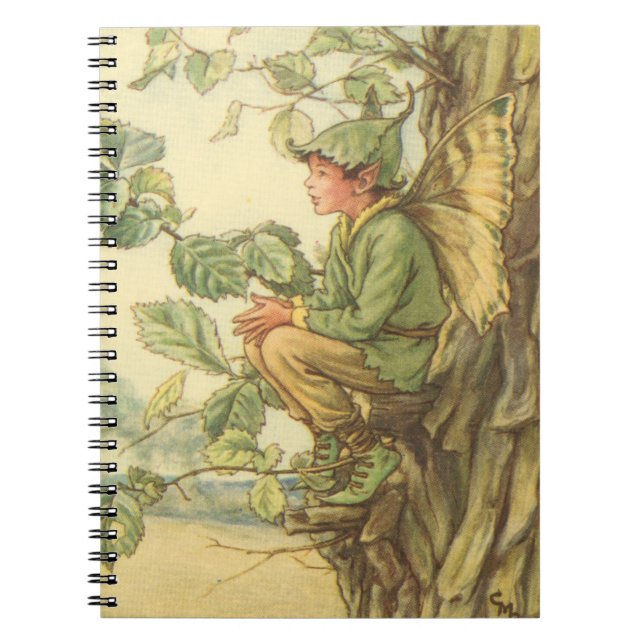 Winged Elm Fairy Sitting in a Tree Spiral Notebook (Front)