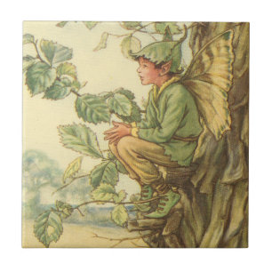 Winged Elm Fairy Sitting in a Tree Tile