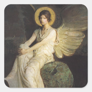 Winged Figure Seated Upon a Rock by Abbott Thayer Square Sticker