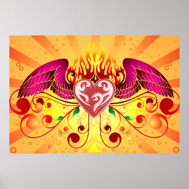 Winged Flaming Heart Poster (Front)