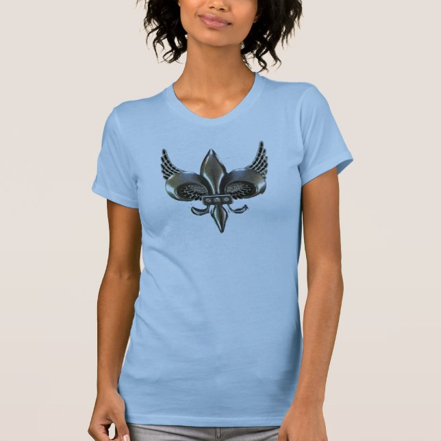 WINGED FLEUR-DE-LIS DISTRESSED PEWTER T-Shirt (Front)