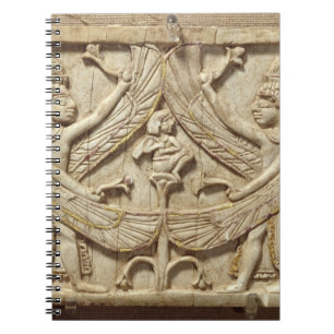 Winged genii, Assyrian Period, c.750 BC (ivory) Spiral Notebook
