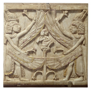 Winged genii, Assyrian Period, c.750 BC (ivory) Tile